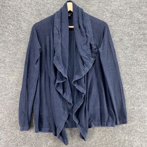 Theory Cardigan Women P Petite Blue Cotton Open Front Long Sleeve Casual Solid